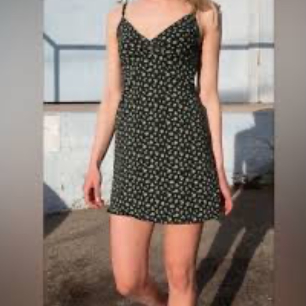 Black Floral Spaghetti Strap Mini Dress